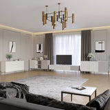 Комплект модульный для гостиной LION Грей 4 элемента с золотыми металлическими ножками Бетон Style/Кашемир (LION-042858)