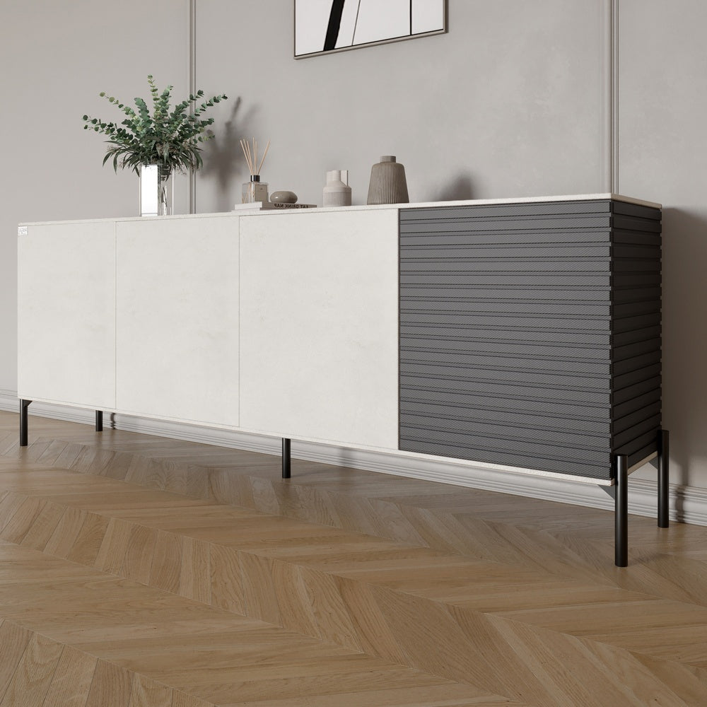 Комод в гостиную на черных металлических ножках LION Грей 204x38x76,5 см Бетон Style/Асфальт (LION-042467)