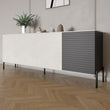 Комод в гостиную на черных металлических ножках LION Грей 204x38x76,5 см Бетон Style/Асфальт (LION-042467)