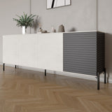 Комод в гостиную на черных металлических ножках LION Грей 204x38x76,5 см Бетон Style/Асфальт (LION-042467)