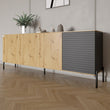 Комод в гостиную на черных металлических ножках LION Грей 204x38x76,5 см Дуб Артизан/Асфальт (LION-042457)