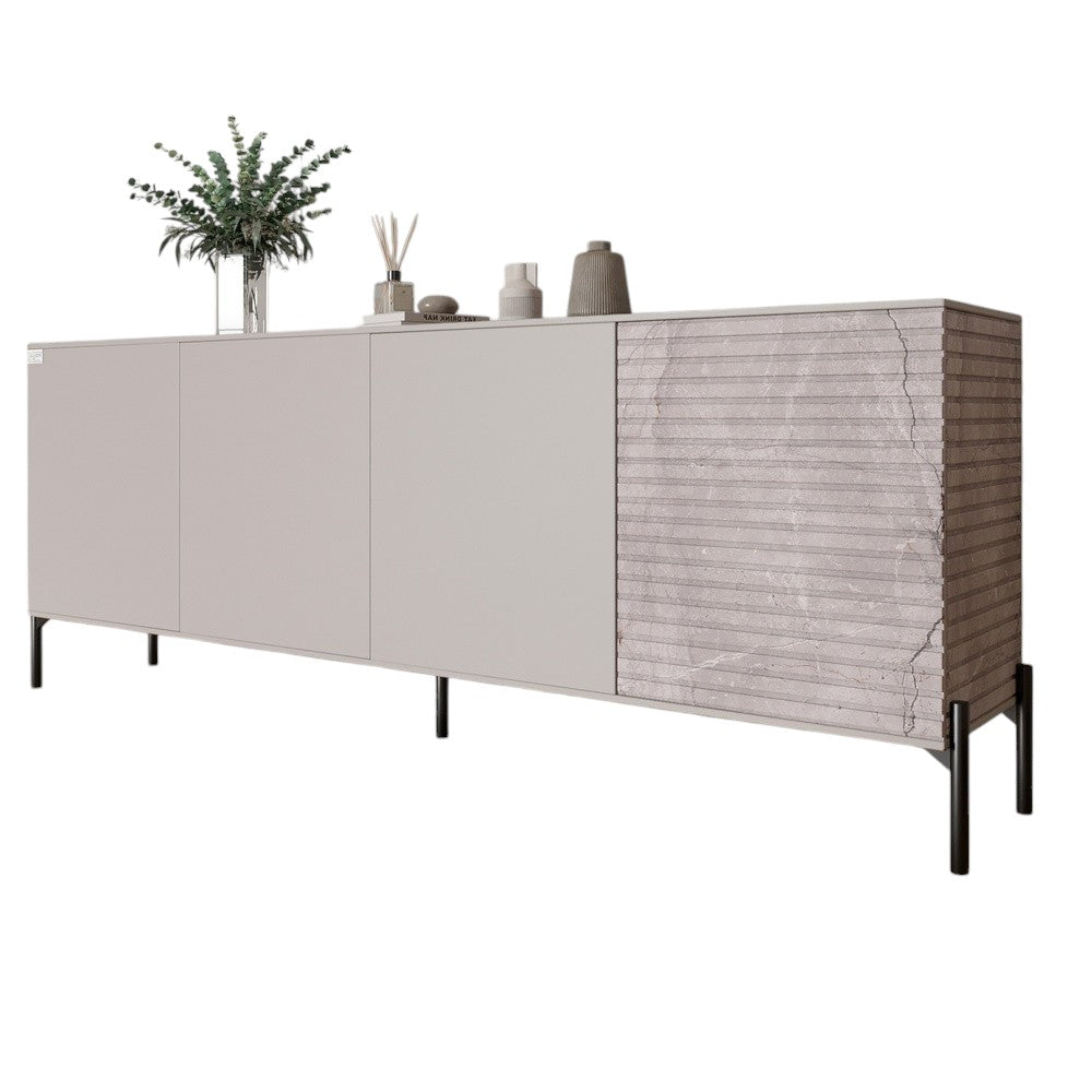 Комод в гостиную на черных металлических ножках LION Грей 204x38x76,5 см Кашемир/Камень (LION-042617)