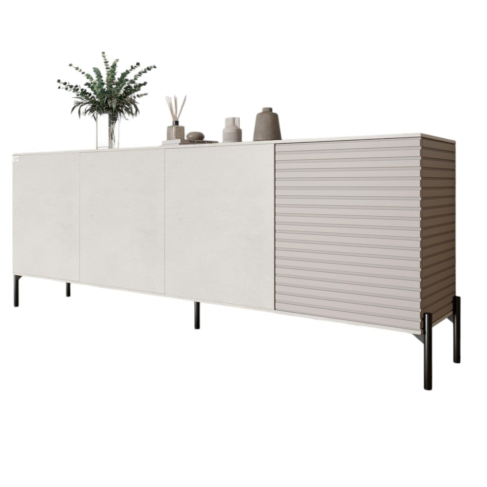 Комод в гостиную на черных металлических ножках LION Грей 204x38x76,5 см Бетон Style/Кашемир (LION-042627)