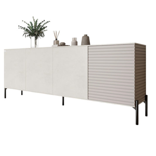 Комод в гостиную на черных металлических ножках LION Грей 204x38x76,5 см Бетон Style/Кашемир (LION-042627)