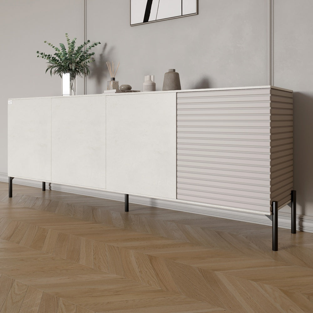 Комод в гостиную на черных металлических ножках LION Грей 204x38x76,5 см Бетон Style/Кашемир (LION-042627)