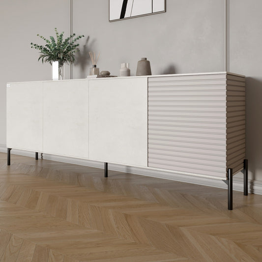 Комод в гостиную на черных металлических ножках LION Грей 204x38x76,5 см Бетон Style/Кашемир (LION-042627)