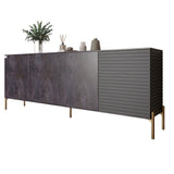 Комод на золотых металлических ножках LION Грей 204x38x76,5 см Бетон темный/Асфальт (LION-042677)