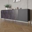 Комод на золотых металлических ножках LION Грей 204x38x76,5 см Бетон темный/Асфальт (LION-042677)