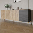 Комод на золотых металлических ножках LION Грей 204x38x76,5 см Дуб сонома трюфель/Асфальт (LION-042667)