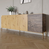 Комод на золотых металлических ножках LION Грей 204x38x76,5 см Дуб Артизан/Дерево (LION-042657)