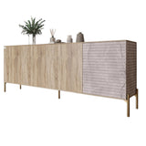 Комод на золотых металлических ножках LION Грей 204x38x76,5 см Дуб сонома трюфель/Камень (LION-042688)