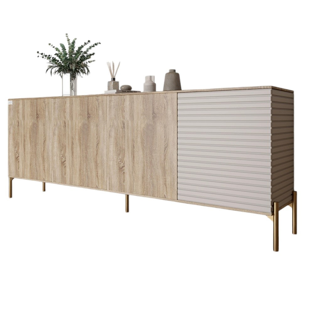 Комод на золотых металлических ножках LION Грей 204x38x76,5 см Дуб сонома трюфель/Кашемир (LION-042637)