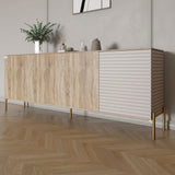 Комод на золотых металлических ножках LION Грей 204x38x76,5 см Дуб сонома трюфель/Кашемир (LION-042637)