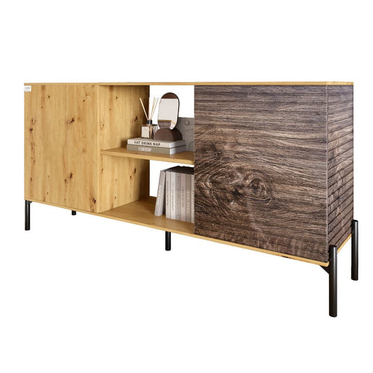 Комод открытый на черных металлических ножках LION Грей Дуб Артизан/Дерево (LION-042762)