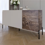 Комод закрыт в гостиную на черных металлических ножках LION Грей 154x38x76,5 см Кашемир/Дерево (LION-041783)