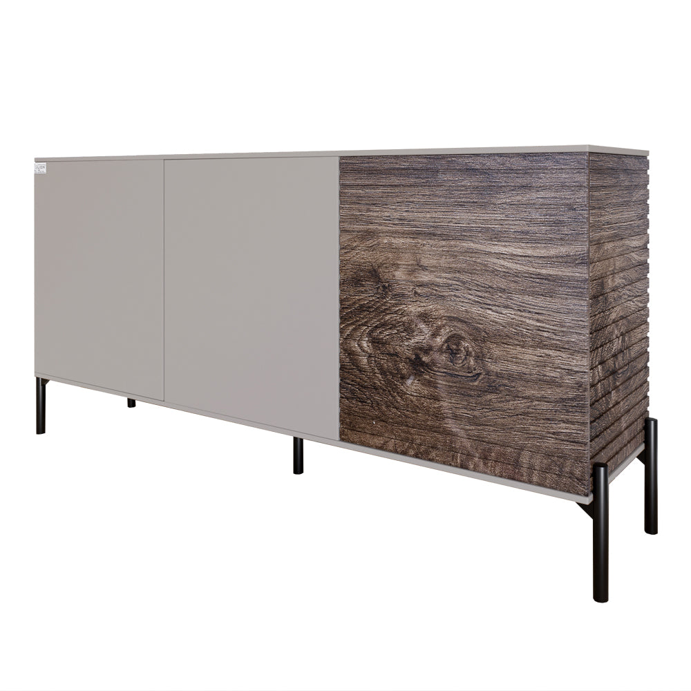 Комод закрыт в гостиную на черных металлических ножках LION Грей 154x38x76,5 см Кашемир/Дерево (LION-041783)
