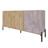 Комод закрыт в гостиную на черных металлических ножках LION Грей 154x38x76,5 см Дуб Аппалачи/Камень (LION-041793)