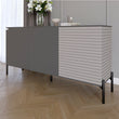 Комод закрыт в гостиную на черных металлических ножках LION Грей 154x38x76,5 см Антрацит/Кашемир (LION-041803)