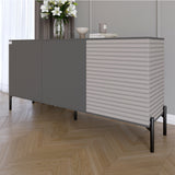 Комод закрыт в гостиную на черных металлических ножках LION Грей 154x38x76,5 см Антрацит/Кашемир (LION-041803)