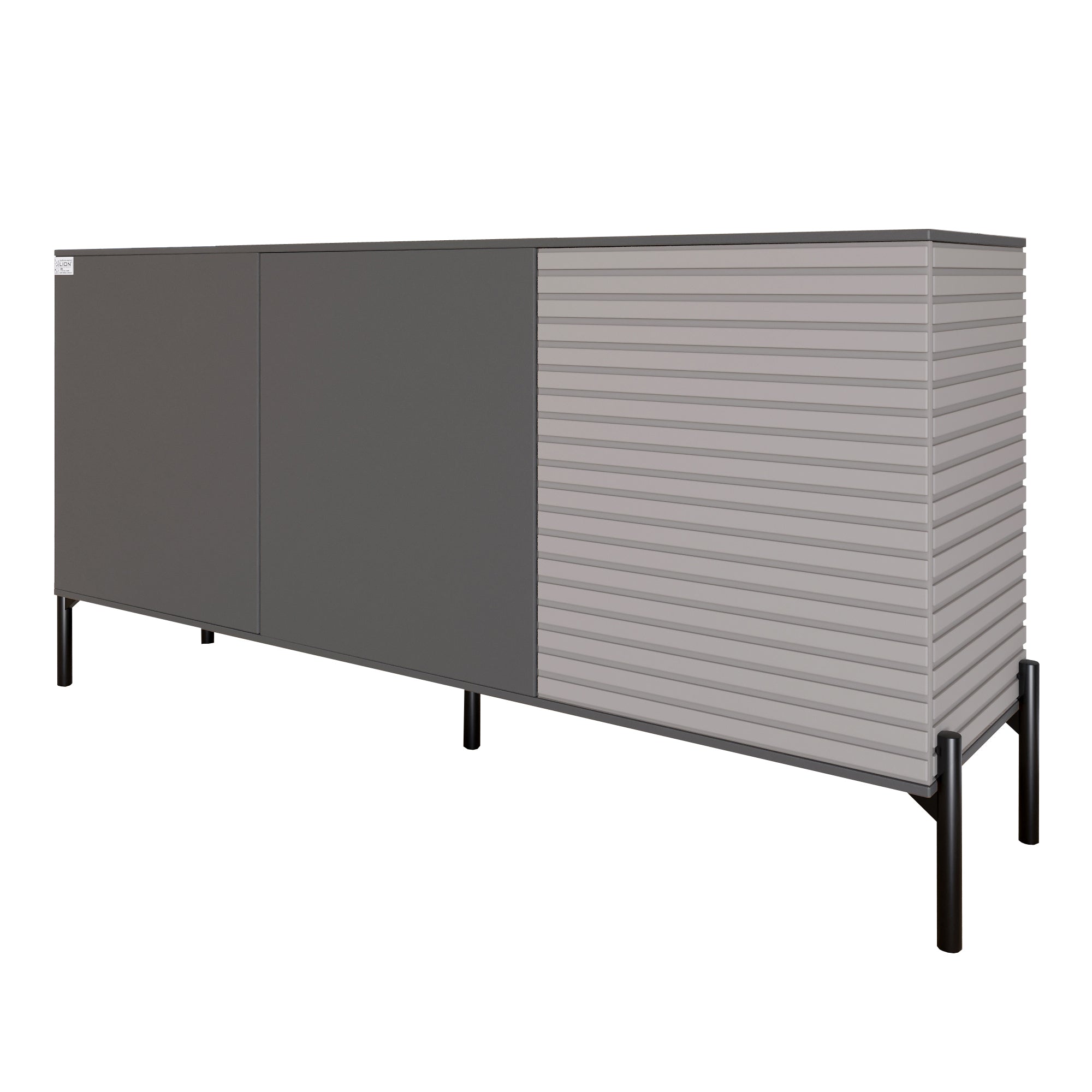 Комод закрыт в гостиную на черных металлических ножках LION Грей 154x38x76,5 см Антрацит/Кашемир (LION-041803)