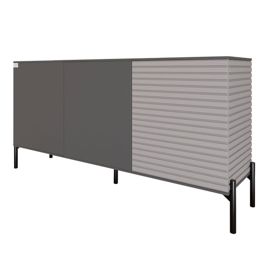 Комод закрыт в гостиную на черных металлических ножках LION Грей 154x38x76,5 см Антрацит/Кашемир (LION-041803)
