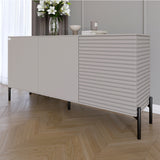 Комод закрыт в гостиную на черных металлических ножках LION Грей 154x38x76,5 см Кашемир/Кашемир (LION-041813)