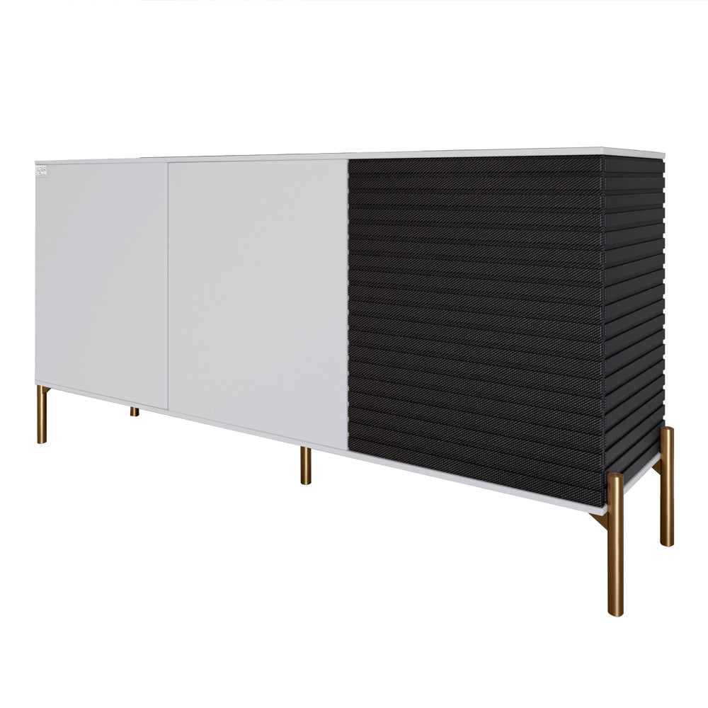Комод закрыт в гостиную на золотых металлических ножках LION Грей 154x38x76,5 см Нимфея Альба (белый)/Асфальт (LION-041829)