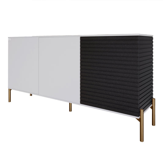 Комод закрыт в гостиную на золотых металлических ножках LION Грей 154x38x76,5 см Нимфея Альба (белый)/Асфальт (LION-041829)