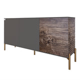 Комод закрыт в гостиную на золотых металлических ножках LION Грей 154x38x76,5 см Антрацит/Дерево (LION-041833)