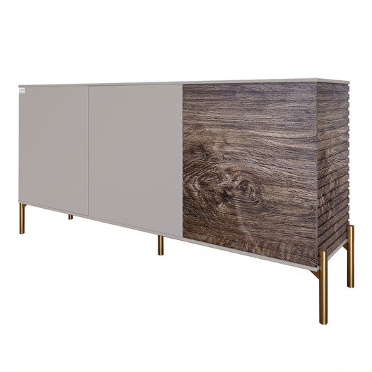 Комод закрыт в гостиную на золотых металлических ножках LION Грей 154x38x76,5 см Кашемир/Дерево (LION-041843)