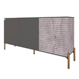 Комод закрытый в гостиную на золотых металлических ножках LION Грей 154x38x76,5 см Антрацит/Камень (LION-041848)