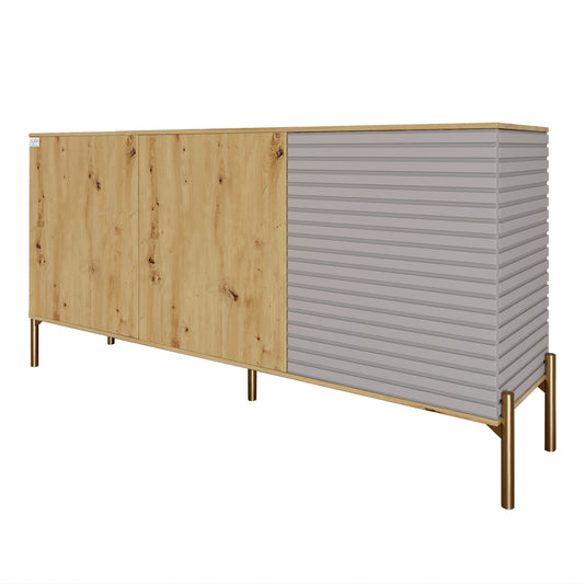 Комод закрытый в гостиную на золотых металлических ножках LION Грей 154x38x76,5 см Дуб Артизан/Кашемир (LION-041869)