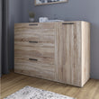 Комод LION Краш с тремя выдвижными ящиками и закрытыми полками Дуб сонома трюфель (LION-044152)