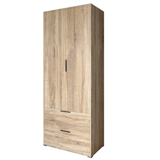 Шкаф распашный двухдверный LION Краш с 2 ящиками Дуб сонома трюфель (LION-044012)