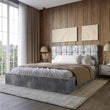 Двуспальная деревянная кровать с мягким изголовьем и подъемным механизмом LION Пикси Silk 303 (Серый) 160х200 см (LION-044279)
