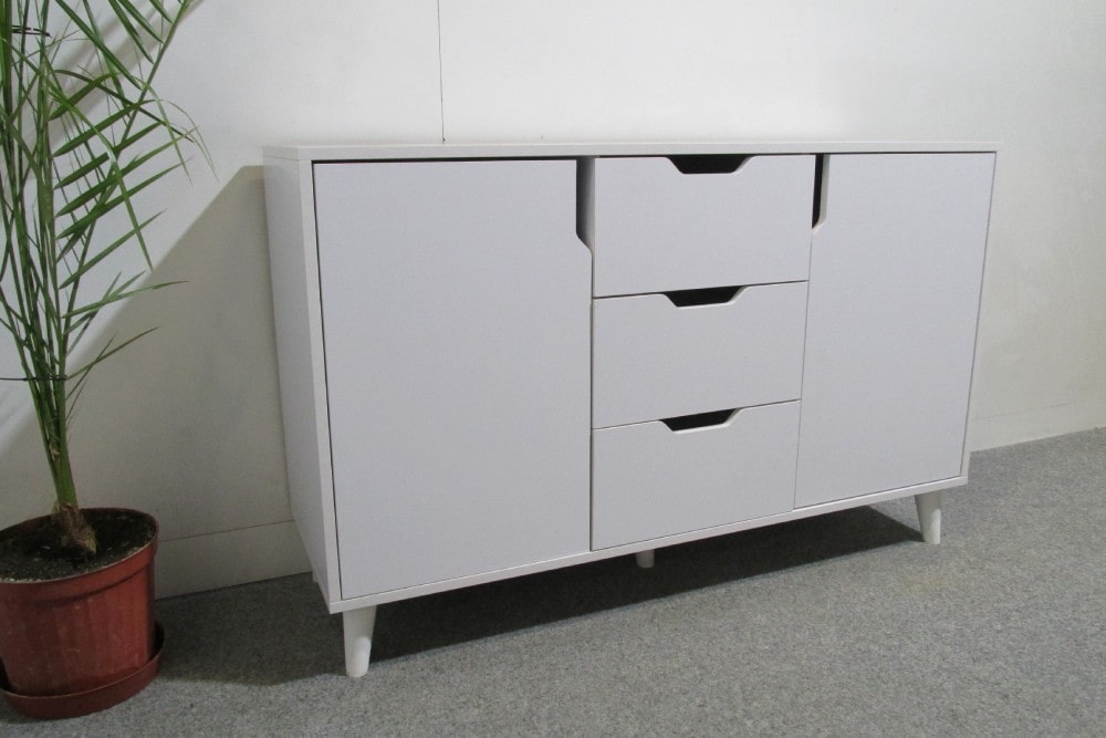 Комод в гостиную с белыми ножками М-ЗОН Борн 1200 Нимфея Альба (белый) (MZN-031098)