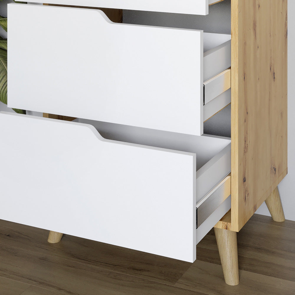 Комод высокий с ножками в цвете Орех светлый 5 ящиков М-ЗОН Борн 500 Дуб Артизан (MZN-031108)