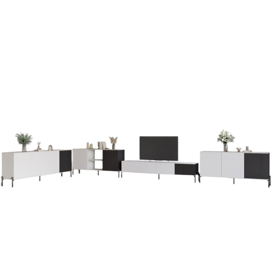 Комплект модульный для гостиной LION Грей 4 элемента с черными металлическими ножками Нимфея Альба (белый)/Асфальт (LION-042709)