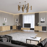 Комплект модульный для гостиной LION Грей 4 элемента с золотыми металлическими ножками Дуб Аппалачи/Асфальт (LION-042908)