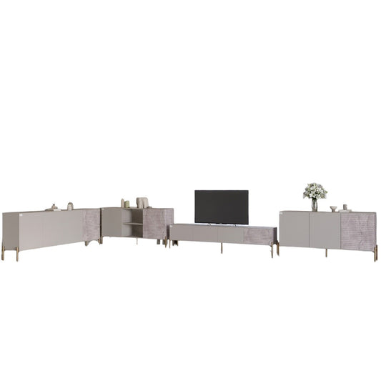 Комплект модульный для гостиной LION Грей 4 элемента с золотыми металлическими ножками Кашемир/Камень (LION-042928)