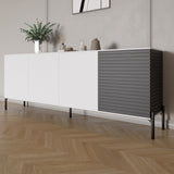 Комод в гостиную на черных металлических ножках LION Грей 204x38x76,5 см Нимфея Альба (белый)/Асфальт (LION-042468)