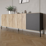 Комод в гостиную на черных металлических ножках LION Грей 204x38x76,5 см Дуб сонома/Асфальт (LION-042458)