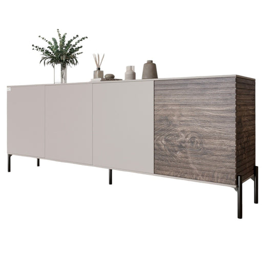 Комод в гостиную на черных металлических ножках LION Грей 204x38x76,5 см Кашемир/Дерево (LION-042508)