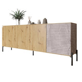 Комод в гостиную на черных металлических ножках LION Грей 204x38x76,5 см Дуб Артизан/Камень (LION-042618)