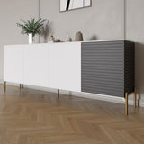 Комод на золотых металлических ножках LION Грей 204x38x76,5 см Нимфея Альба (белый)/Асфальт (LION-042668)