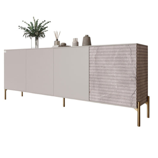 Комод на золотых металлических ножках LION Грей 204x38x76,5 см Кашемир/Камень (LION-042689)