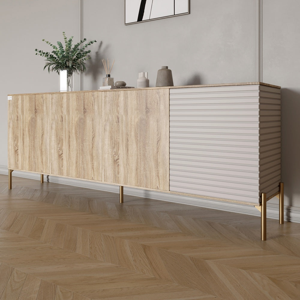 Комод на золотых металлических ножках LION Грей 204x38x76,5 см Дуб сонома/Кашемир (LION-042638)