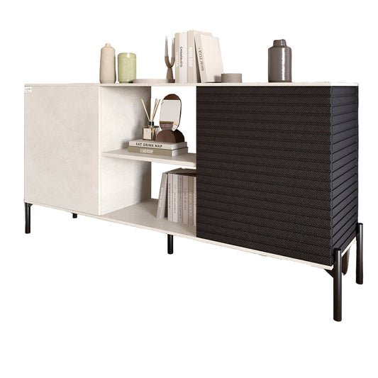 Комод открытый на черных металлических ножках LION Грей Бетон Style/Асфальт (LION-042713)