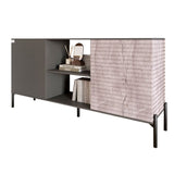 Комод открытый на черных металлических ножках LION Грей Антрацит/Камень (LION-042787)