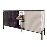 Комод открытый на черных металлических ножках LION Грей Бетон темный/Кашемир (LION-042864)